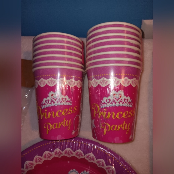 Girls Pink Princess Party Birthday Set Pre-owned - Picture 4 of 7